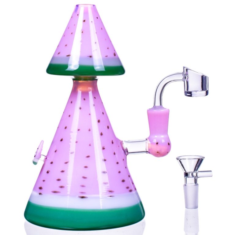 THE WATERMELON 8" DOUBLE PYRAMID FUNNEL PERC BONG